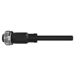 M12, female straight, PUR drag chain with black cable