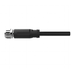 M8, female straight, PUR drag chain with black cable