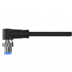 M8, male elbow, PUR drag chain with black cable
